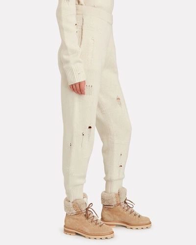 Shop Helmut Lang Distressed Knit Joggers In Ivory