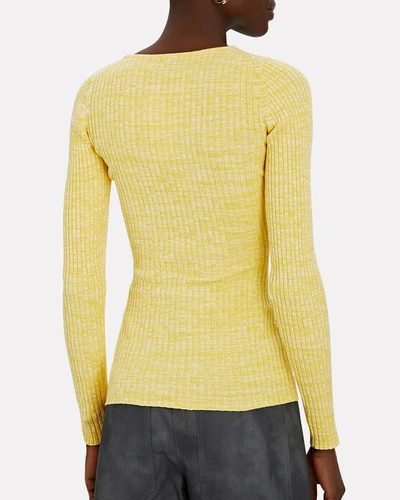 Shop Anna Quan Laila Rib Knit Cut-out Top In Yellow