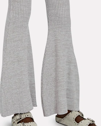 Shop Anna Quan Gerri Flared Rib Knit Pants In Grey-lt