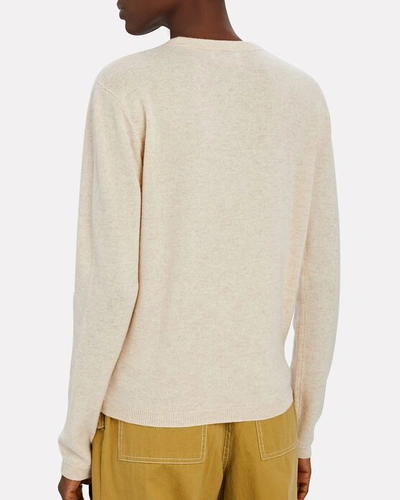 Shop Ganni Crystal-embellished Cashmere Sweater In Beige