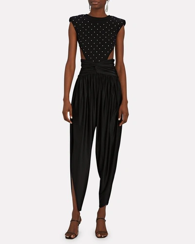 Shop Alexandre Vauthier Cropped High-rise Jersey Pants In Black