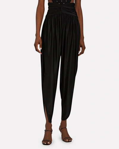 Shop Alexandre Vauthier Cropped High-rise Jersey Pants In Black