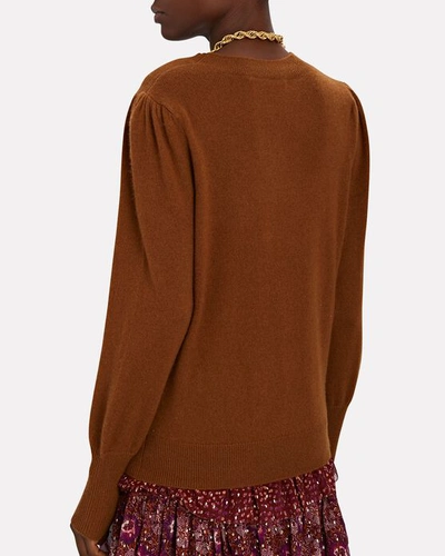 Shop Veronica Beard Nelia Crewneck Cashmere Sweater In Brown