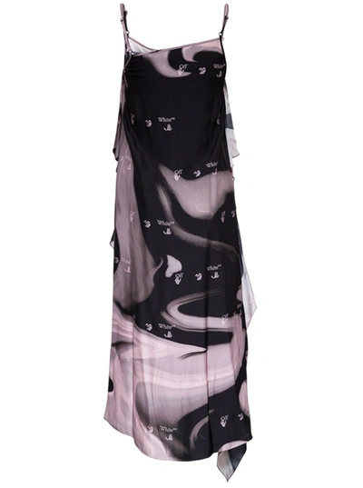 Shop Off-white Liquid Melt Long Dress In Twill In Multicolor
