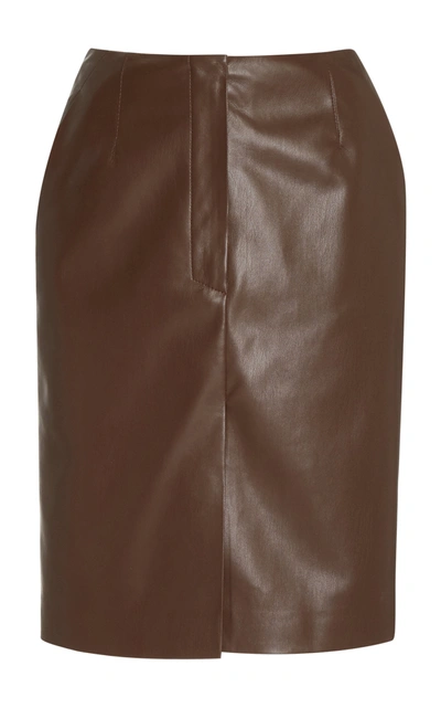 Shop Nanushka Regan Tailored Vegan Leather Mini Skirt In Brown