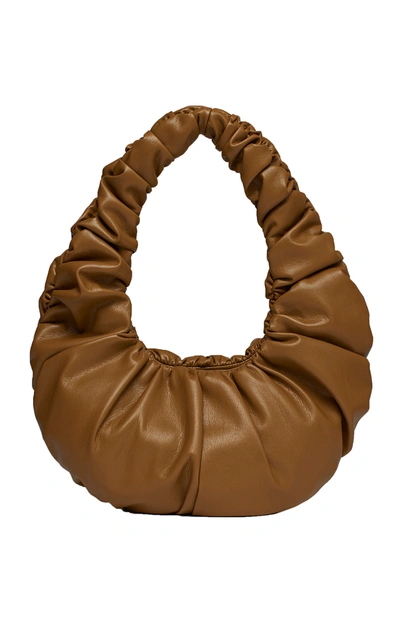Shop Nanushka Anja Ruched Shoulder Bag In Brown
