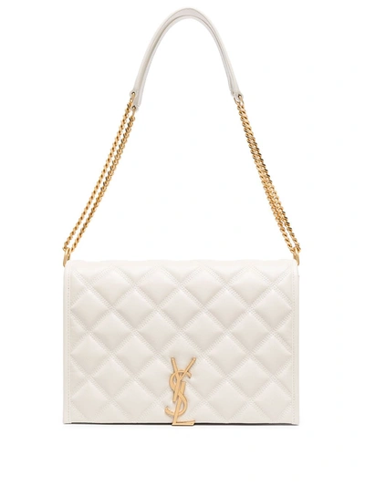 Shop Saint Laurent Becky Mini Leather Shoulder Bag In White