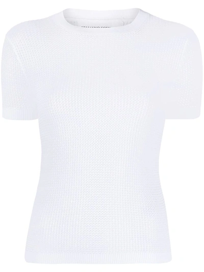 Shop Ermanno Scervino Knitted Shortsleeved Top In White