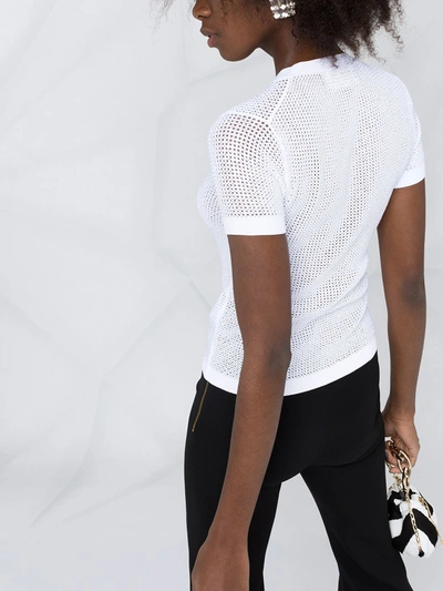 Shop Ermanno Scervino Knitted Shortsleeved Top In White