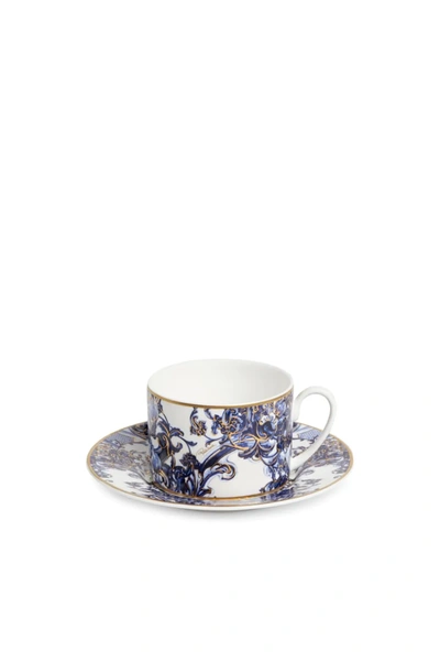 Shop Roberto Cavalli Home Azulejos Cup And Saucer Tea Set In Blue