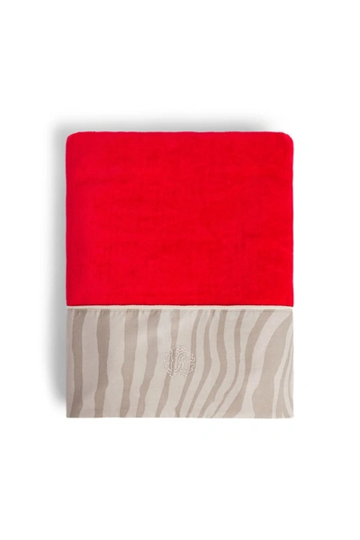 Shop Roberto Cavalli Home Rc Zebra Print Bathsheet In Red
