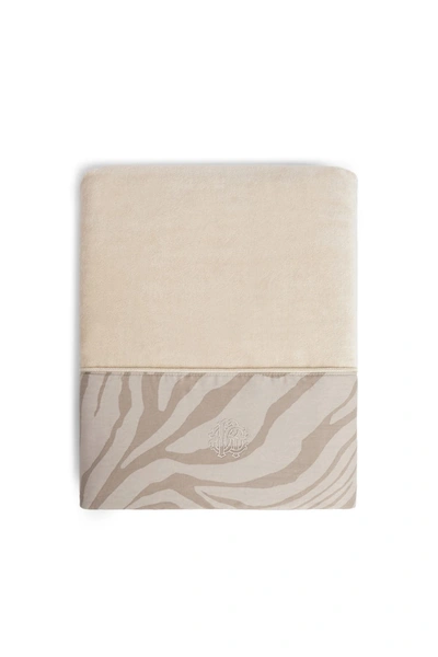 Shop Roberto Cavalli Home Rc Zebra Print Bathsheet In Neutrals