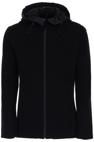 Shop Bottega Veneta Full Zip Hooded Cardigan In Nero