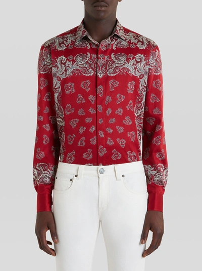 Shop Etro Bandana Scarf Print Shirt In Red