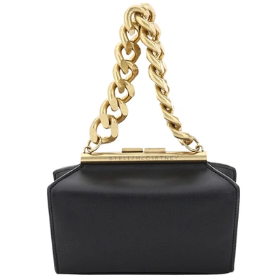 Pre-owned Stella Mccartney Black Leather Structured Macro Chain Small Bag