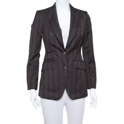 Pre-owned Burberry Vintage Brown Pinstriped Wool Classic Blazer S