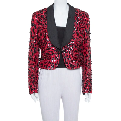 Pre-owned Dolce & Gabbana Red & Black Sequin Embellished Jacket M