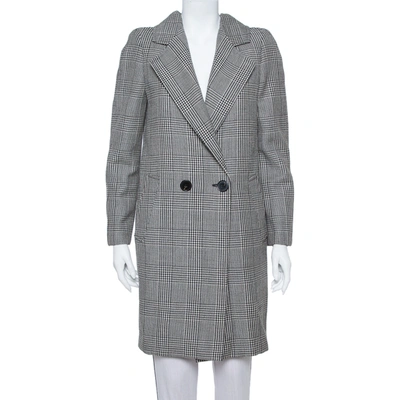 Pre-owned Stella Mccartney Monochrome Wool Hounds Tooth Pattern Coat M In Black