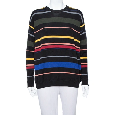 Pre-owned Stella Mccartney Black Striped Wool Oversized Sweater S