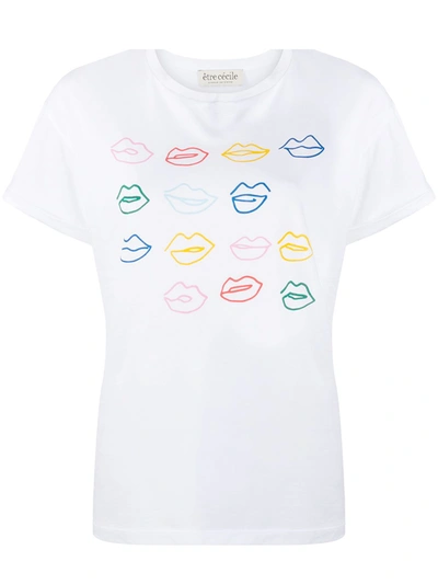 Shop Etre Cecile Kiss Grid And Miss You Print T-shirt In White