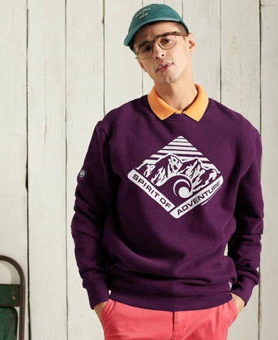 Shop Superdry Heritage Mountain Crew Sweatshirt In Purple