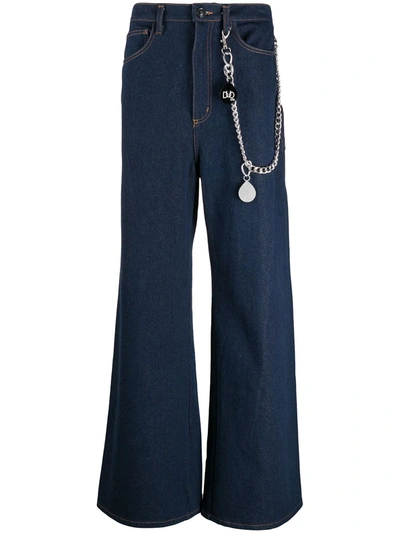 Shop Duoltd Wide-leg Chain-detail Jeans In Blue