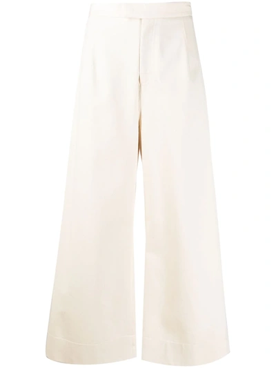 Shop Jejia Wide Leg Cropped Trousers In Neutrals