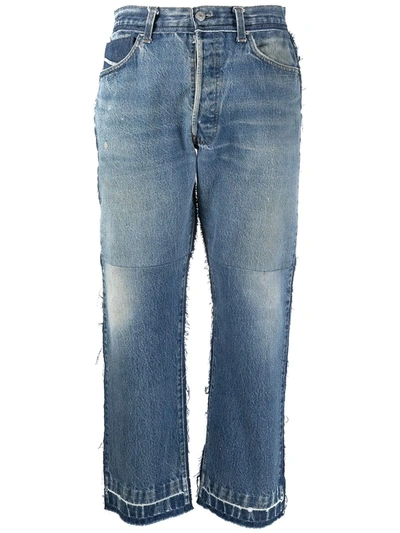 Shop Diesel Red Tag Straight Leg Cropped Jeans In Blue