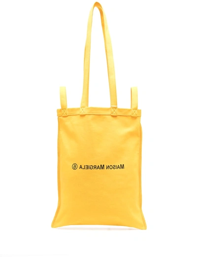 Shop Mm6 Maison Margiela Number 6 Logo Tote In Yellow