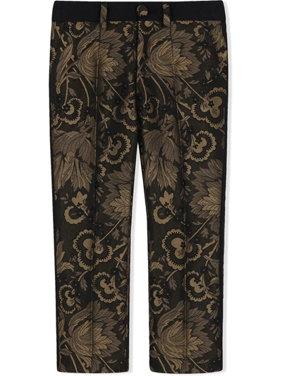 Shop Dolce & Gabbana Lamé Jacquard Tuxedo Trousers In Black