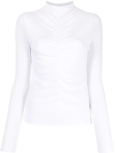 Shop Veronica Beard Theresa Ruched Front Top In White