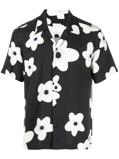 Shop Sandro Bloom Print Short-sleeved Shirt In Black