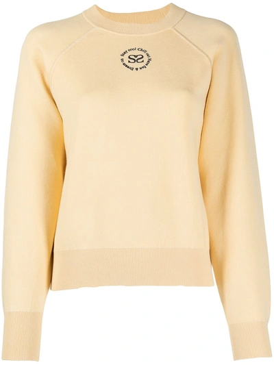 Shop Sandro Logo Print Sweatshirt In Yellow