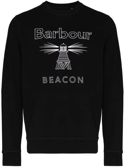 Shop Barbour Beacon-logo Crew-neck Sweatshirt In Black