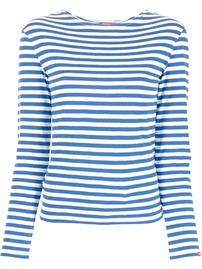 Shop Denimist Striped Cotton Long-sleeved Top In Blue