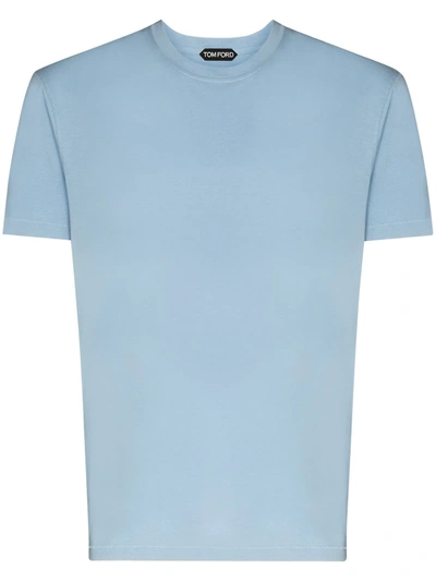 Shop Tom Ford Embroidered Logo T-shirt In Blue