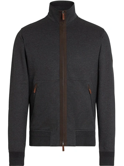 Shop Ermenegildo Zegna Knitted Zip-up Track Jacket In Grey