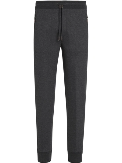 Shop Ermenegildo Zegna Cotton-silk Blend Track Pants In Grey