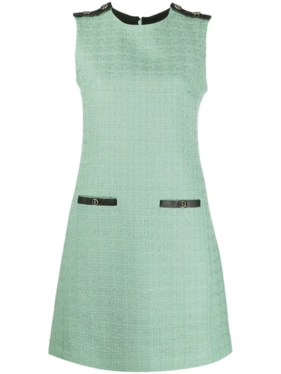 Shop Ferragamo Woven Shift Dress In Green