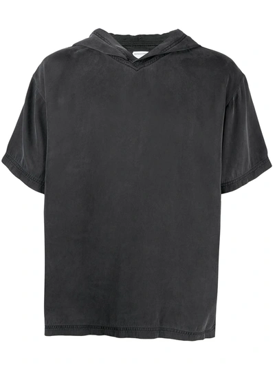 Shop Bottega Veneta Hooded Silk Top In Black