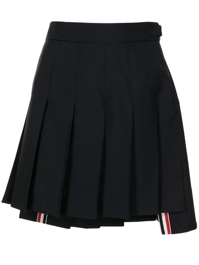 Thom Browne Women Mini Dropped Back Pleated Skirt In School Uniform Plain Weave In Blue