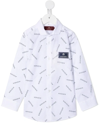 Shop Aigner All-over Logo Print Shirt In White