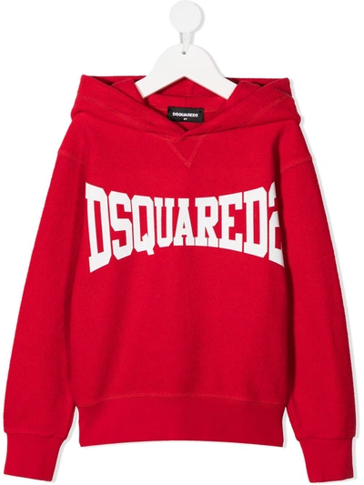 Shop Dsquared2 Logo-print Hoodie In Red