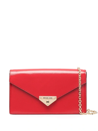 Shop Michael Michael Kors Grace Envelope Clutch Bag In Red