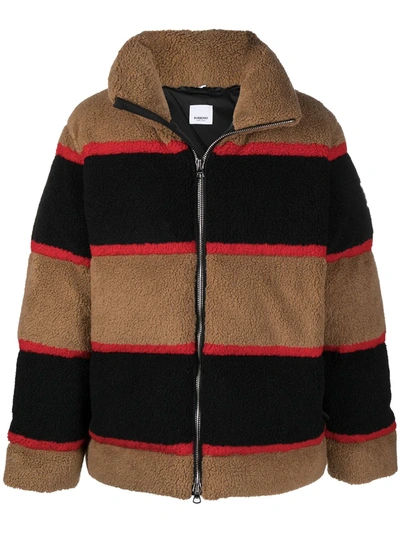 Shop Burberry Colour Block Fleece Puffer Jacket In Neutrals