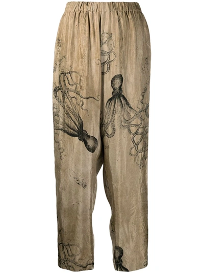 Shop Uma Wang Octopus-print Straight Trousers In Neutrals