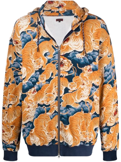 Shop Clot Tiger Clouds Print Hoodie In Orange