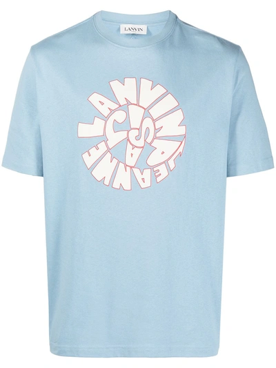 Shop Lanvin Swirl Logo-print T-shirt In Blue