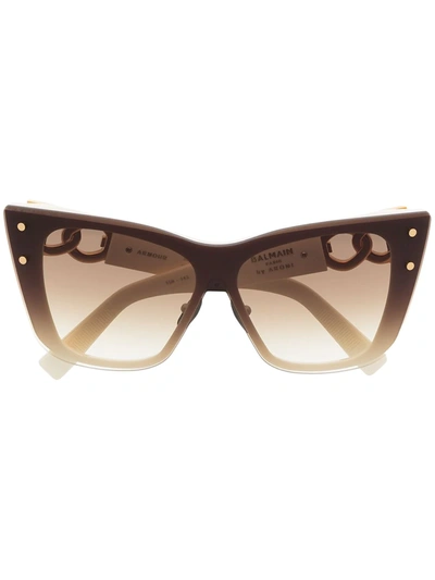 Shop Balmain Eyewear Cat-eye Sunglasses In Neutrals