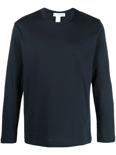 Shop Comme Des Garçons Shirt Longsleeved Cotton T-shirt In Blue